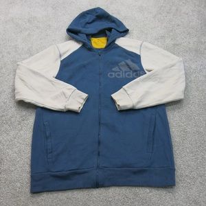 NWT Adidas Men’s Logo Zip-Up Hoodie Jacket in Blue/Cream